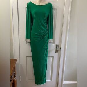 Marina Stretchy Body Con Long Sleeve Gown with Stunning Back Size 10